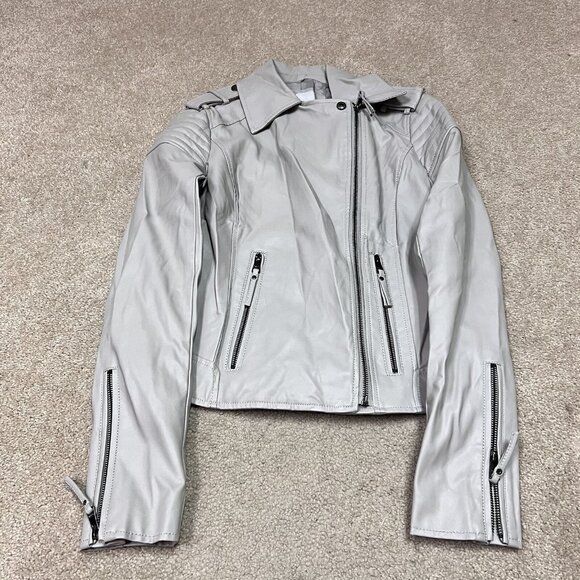 Bar III Jacket Women’s Taupe Long Sleeve Full Zip Faux Leather Size XS - Picture 1 of 11